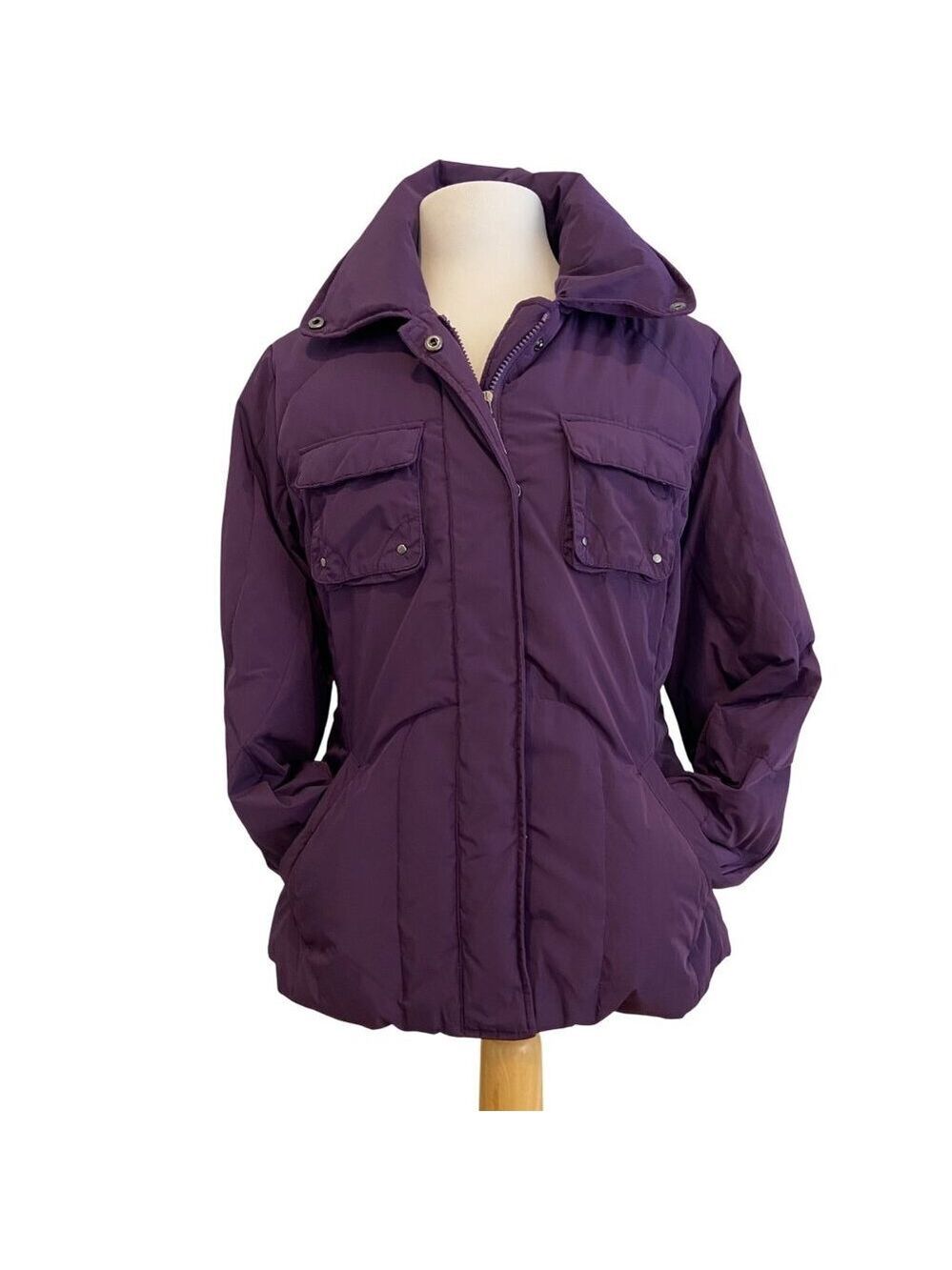 Olsen Purple Puffer Jacket With hidden Hood Front Pockets size 6 - Womens Winter